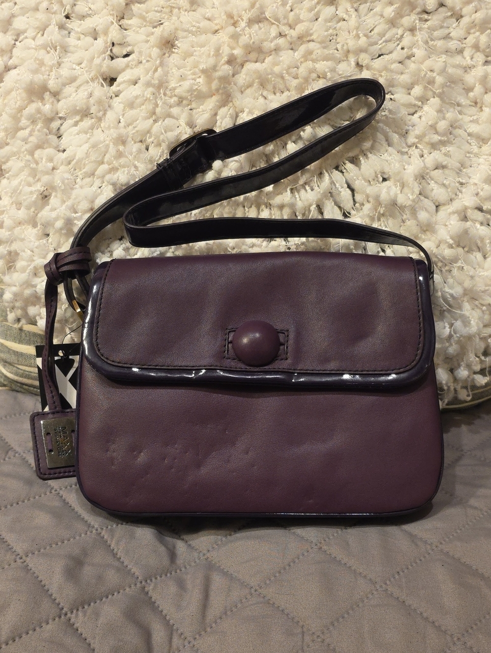 Maxx New York Plum Leather Crossbody with Dark Purple Gloss Trim